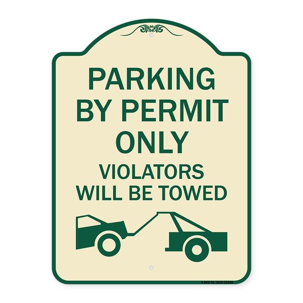 Signmission Parking by Permit Violators Will Towed Heavy-Gauge Aluminum Sign, 24" x 18", TG-1824-23456 A-DES-TG-1824-23456 - main